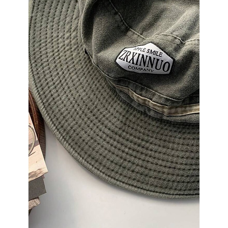 Men's outdoor fishing hat with adjustable chin strap, Cotton canvas fabric, Classic roll-up wide brim, Suitable for summer activities, Hiking and traveling4