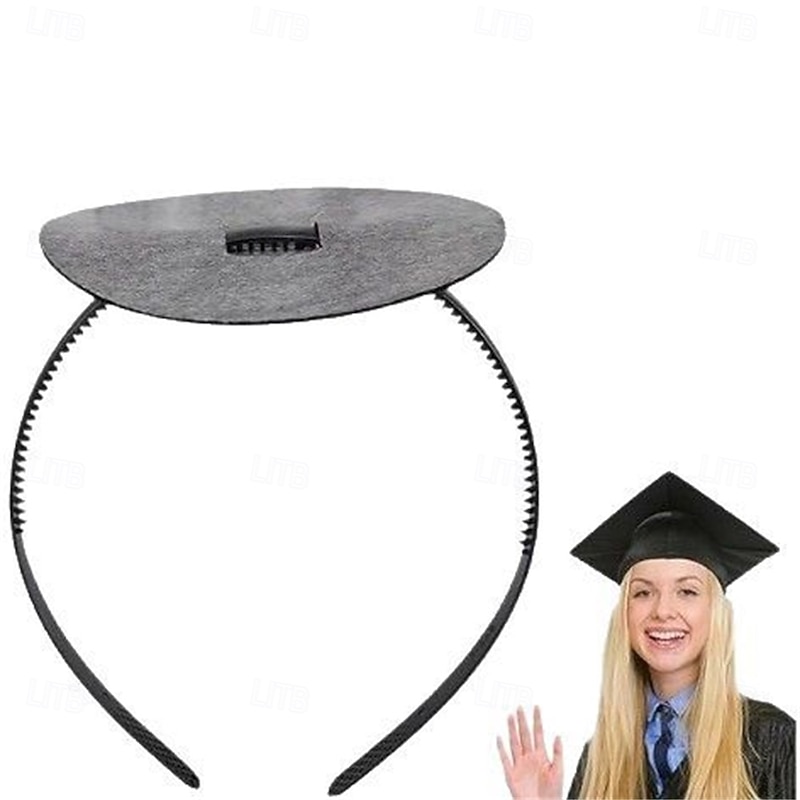 Graduation Cap Headband Grad Cap Headband Firm Anti Fall Hairband for Graduation Hat Accessories for Graduates Black2