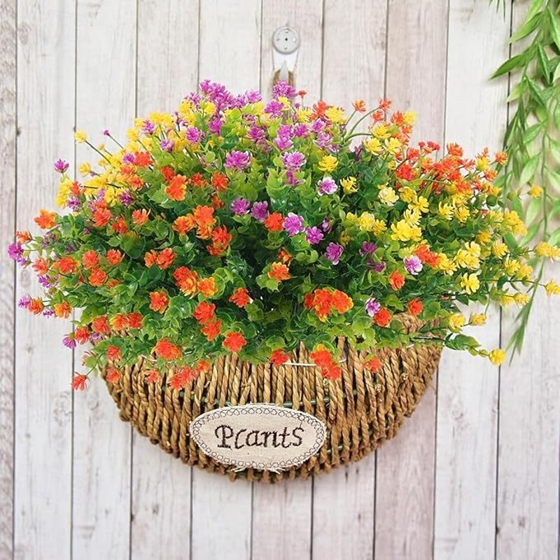 12 Bundles Artificial Flowers for Outdoors, Faux Eucalyptus, Violet and Daisy Greenery, UV Resistant Fake Plants for Garden, Home Decor, Photography Props, Indoor and Outdoor Decoration4