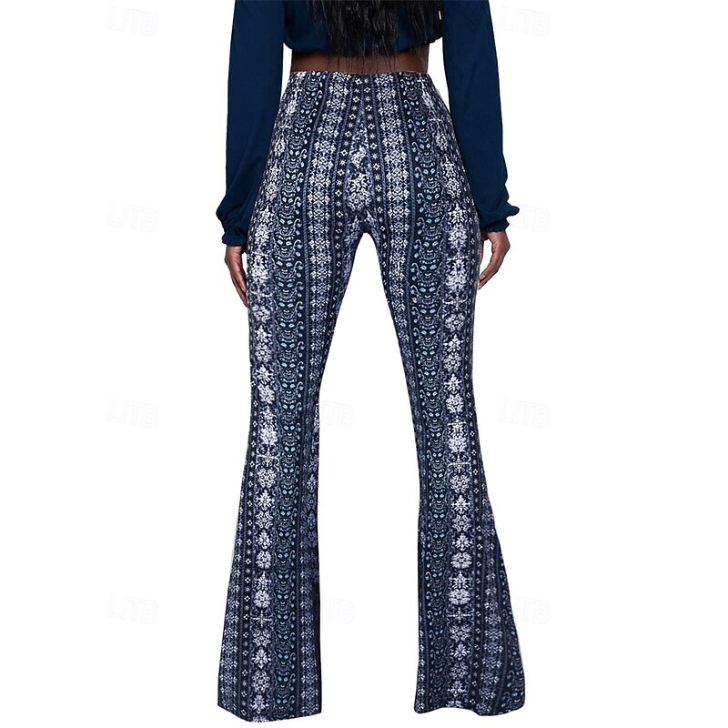 Retro Vintage Boho 1970s Bell Bottoms Pants Flare Leggings Flared Trousers Disco High Waist Tribal Fancy Dress Women's Halloween Carnival Vacation Music Festival Festival Adults' Pants3
