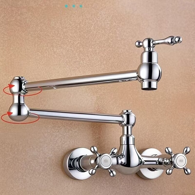 Kitchen faucet - Single Handle Two Holes Electroplated Pot Filler Centerset Retro Vintage Kitchen Taps2