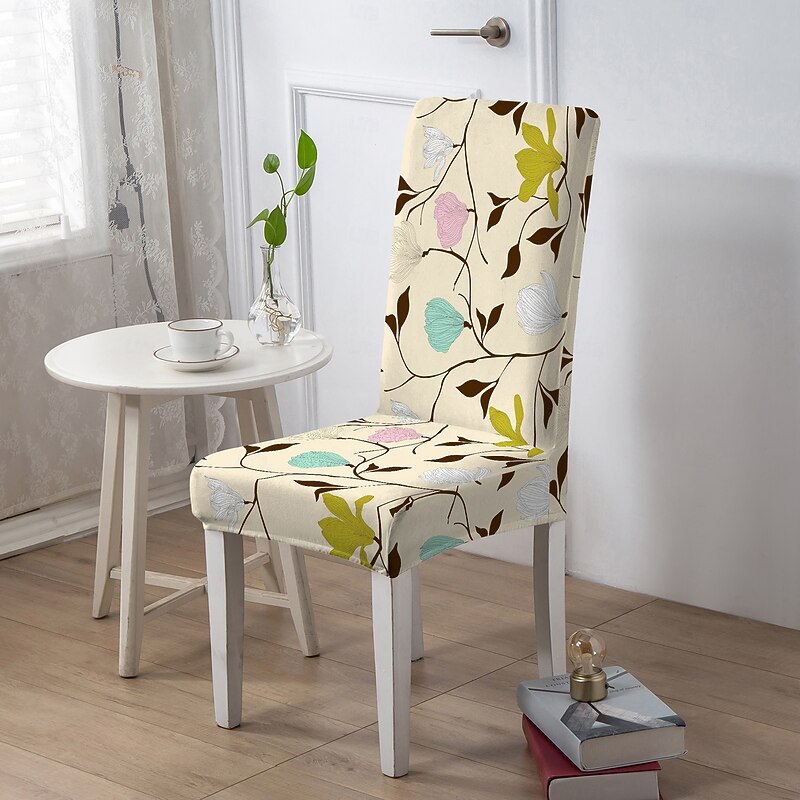 Dining Chair Cover  Stool Chair Cover Geometric Printed Polyester Slipcovers