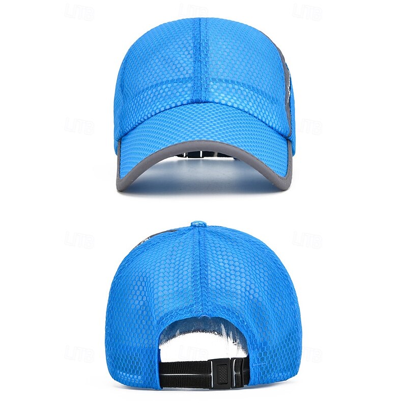 Men's Breathable Mesh Sports Baseball Cap – Lightweight Quick-Dry Outdoor Running Hat with Reflective Strip for Hiking, Jogging, Fishing and Summer Travel3