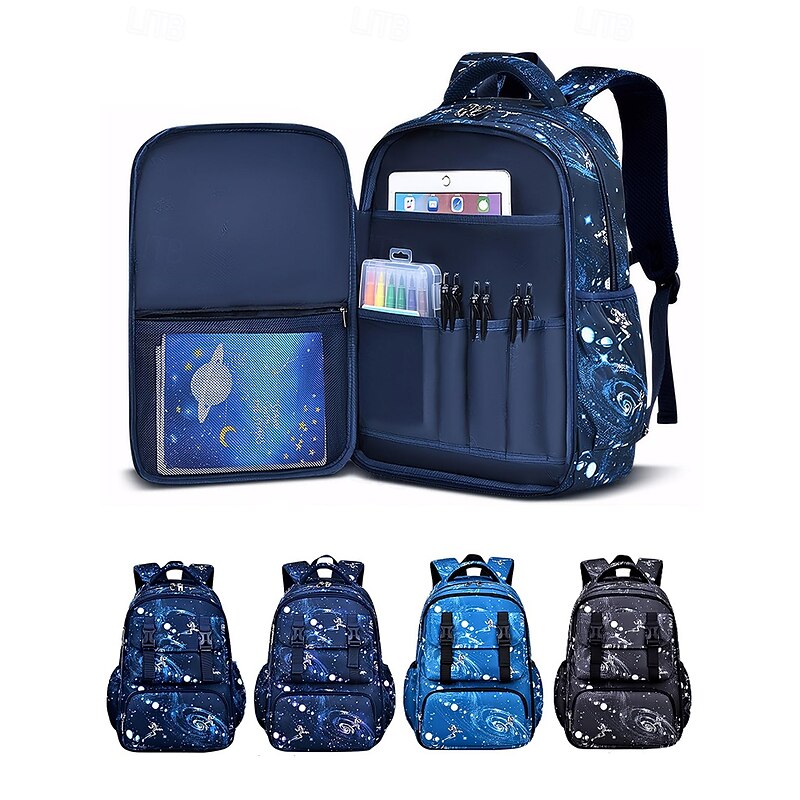 Kids Waterproof Spaceman Galaxy Print Backpack - Lightweight School Bag with Multiple Compartments and Ergonomic Shoulder Straps for Boys and Girls2