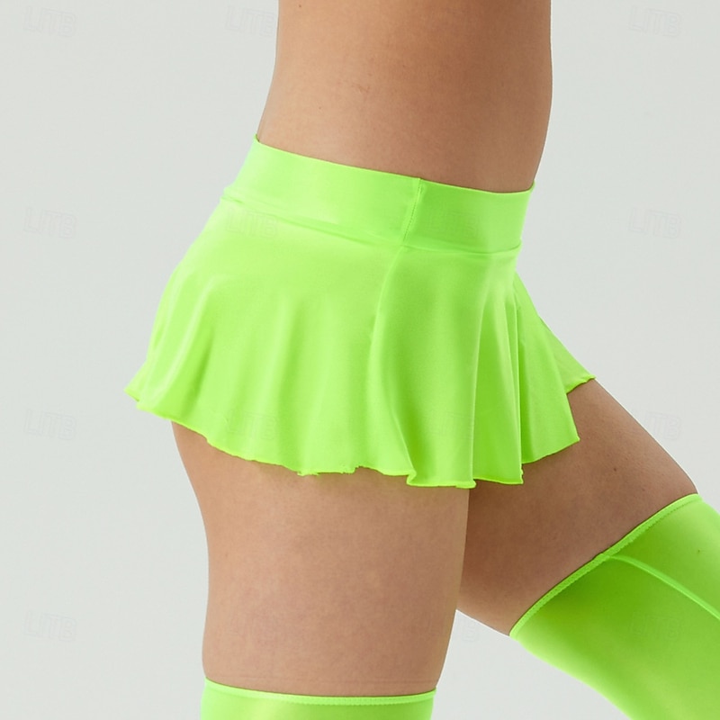 Shiny Mini Skirt for Women - Metallic Spandex Pleated Skater Skirt for Pride Parade, Neon Party,  Rave, Drag Shows, and EDM Festivals