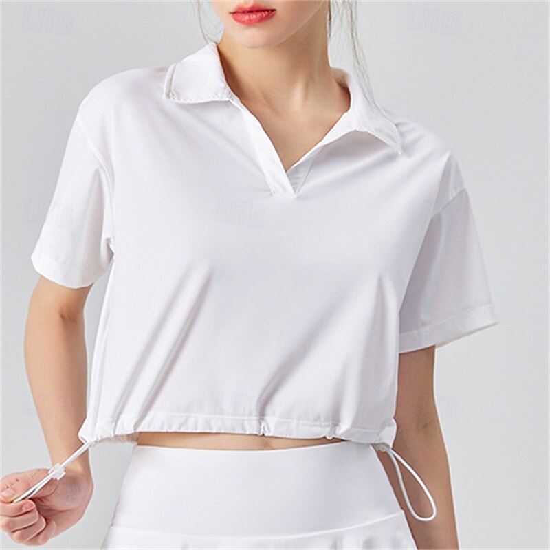 Women's Solid Colored Sport Shirt Tennis Shirt Tennis Top UPF50+ Quick Dry Tennis Golf Pickleball Polo Collar Black White Yellow Tennis Clothing3