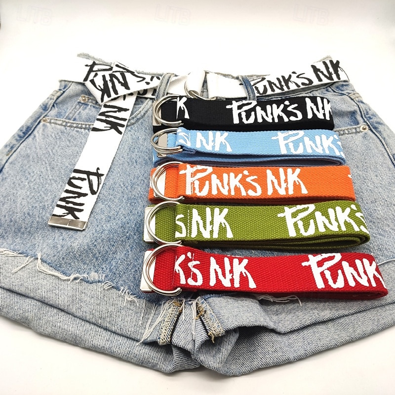 Men's Belt Waist Belt Black White Canvas Alloy Durable Adjustable Letter Outdoor Daily4