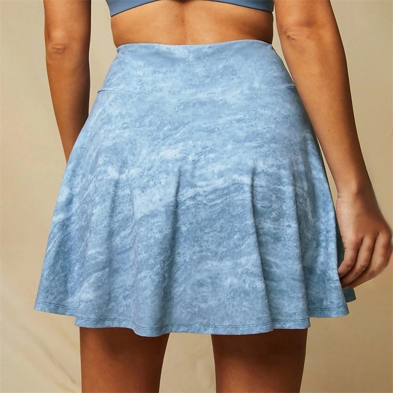 Women's Graphic Tennis Skirts Tennis Skirts with Shorts Layered Wide Waistband Quick Dry Anti-Microbial Breathable Tennis Golf Pickleball Light Blue Tennis Clothing4
