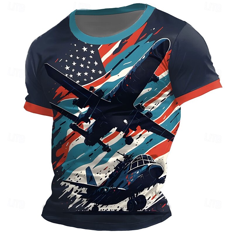 Patriotic T Shirts For Men Letter American Flag Soldier T Shirt Tee Top 100% Cotton Short Sleeve Graphic Shirt Black Dark Blue Comfortable Tee Street Sports Outdoor Fashion Designer Clothing