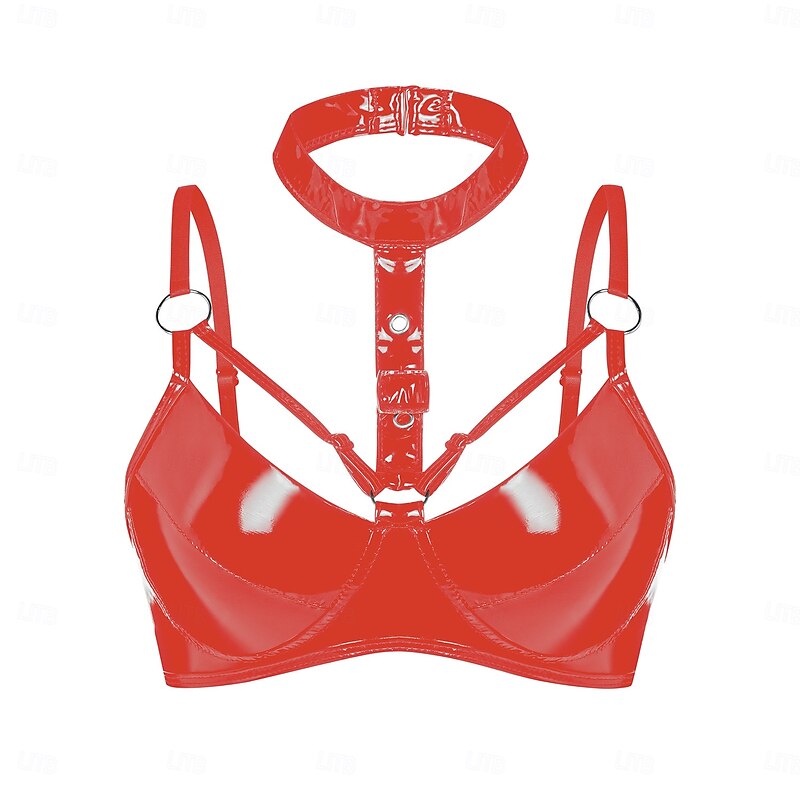 Top Harness Bra Glossy Finish Women's Shinny Leather Fetish Wet Look Costume for Nightclub Pride Parade Pride Month Halloween Carnival Adults'2