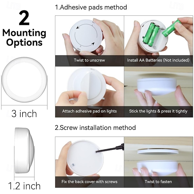 LED Night Light with Remote Control Battery Powered LED Puck Lights 12 Color RGB Dimmable Magnetic Night Light for Bedroom Closet Under Counter Under Cabinet 6pcs4