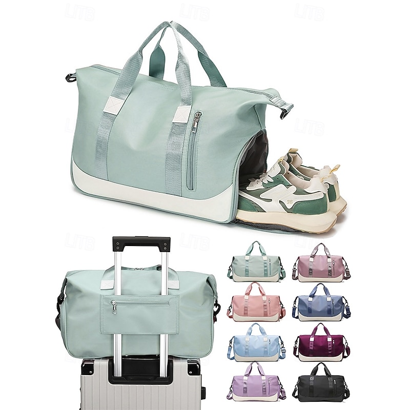 Multicolor Travel Duffel Bags for Men and Women with Separate Shoe Compartment, Wet and Dry Separation Inner Pockets - Waterproof Sports Gym Weekender Bag for Travel, Gym and Outdoor Activities