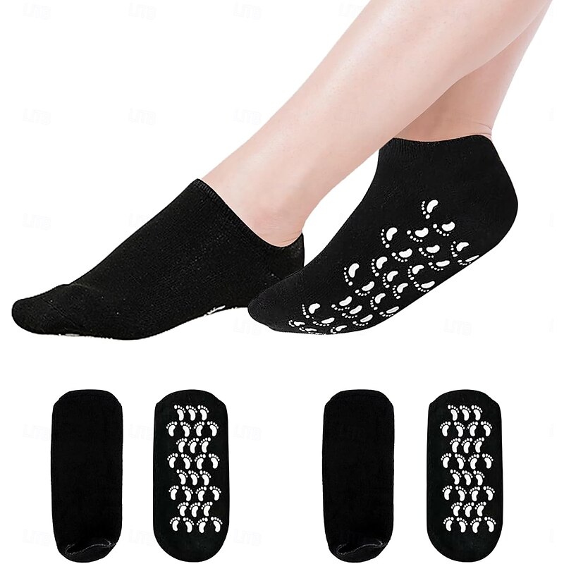 2 Pairs Silicone Moisturizing Socks for Dry Cracked Feet – Foot Care Gel Socks for Women, Soft and Comfortable, 20-Minute Deep Hydration Treatment, Reusable and Washable