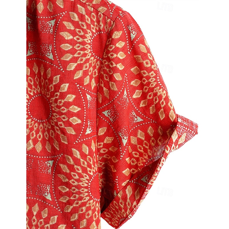 Retro Vintage Boho 1970s Shirt Hawaiian Shirts Hippie Tribal Ethnic African Pattern Fancy Dress Men's Halloween Carnival Music Festival Beach Vacation Wear Retro Theme Party Adults' Shirt4