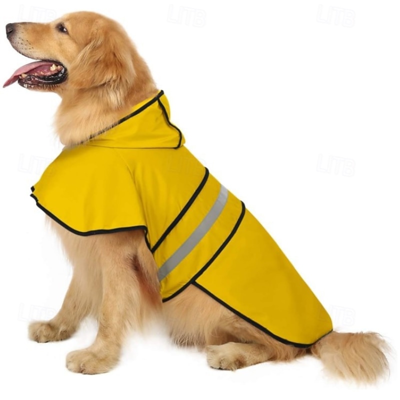 Dog RaincoatWaterproof Rain Poncho with HoodieAdjustable Pet Rain Jacket with Leash Hole for Small Medium Dogs