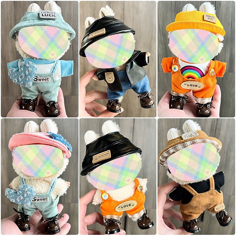 Clothes ForLabubu 17cm, Clothes Set ForLabubu Doll, Hat Clothes Backpack ForLabubu, Stylish Adorable Dolls Clothes Accessories (No Doll)2