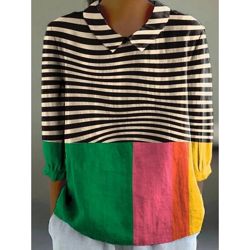 Women's Blouse Long Sleeve Peter Pan Collar Casual Floral Graphic Stylish Collar Regular Tops Daily Buttons Print Black White Blue Orange Brown Summer Spring3