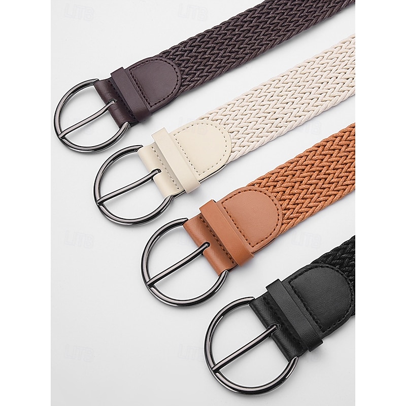 Women's Faux Leather Braided Belt with Details and Round Buckle - Bohemian Casual Belt for Dresses, Skirts and Summer Outfits4