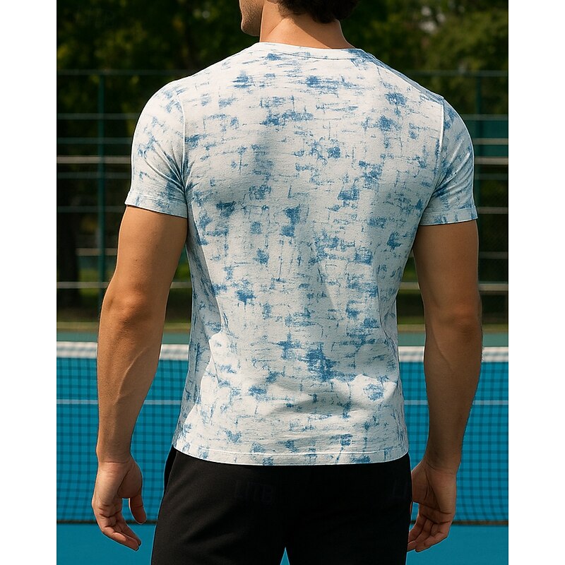 Men's Tie Dye Sport Shirt Tennis Shirt Tennis Tee Short Sleeves Sweat-Wicking Moisture Wicking Breathable Tennis Golf Pickleball Crew Neck Black White Green Tennis Clothing2