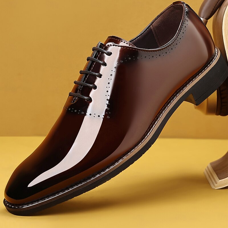 Men's Patent Leather Dress Shoes – Sleek and Polished Walking Shoes for Business, Formal Occasions and Special Events2