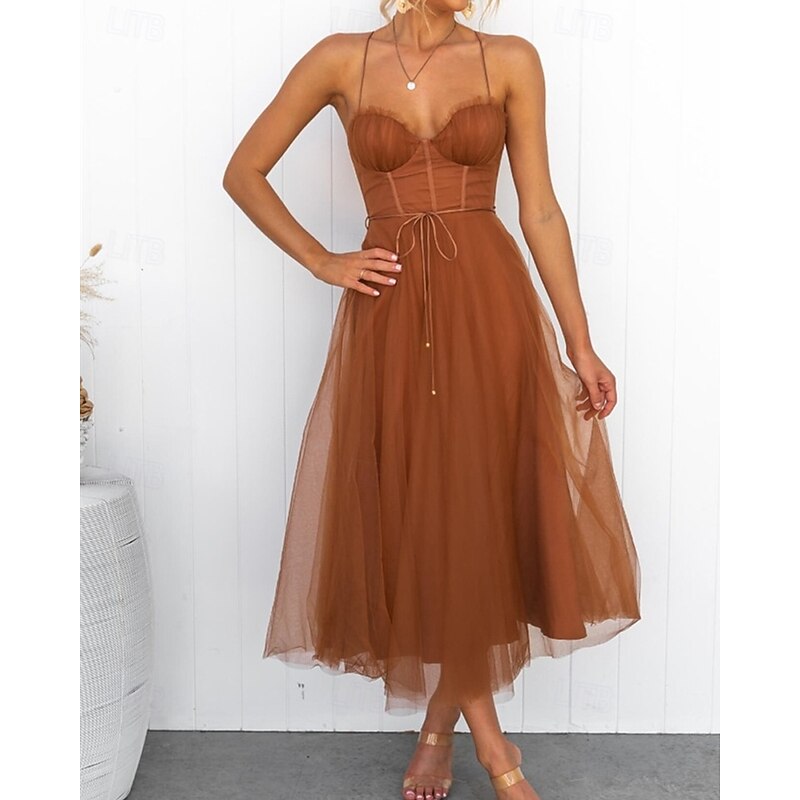Women's Long Dress Maxi Dress Casual Dress Cocktail Dress Wedding Guest Dress Chiffon Dress Fashion Outdoor Party Holiday Regular Fit Plain Sleeveless V Neck Black Pink Brown Summer2