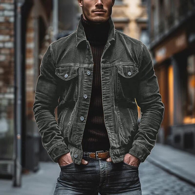 Men's Shirt Jacket Overshirts Transition Jacket Daily Lightweight Pocket Spring Fall Plain Casual Lapel Black Blue Army Green Dark Gray Coffee Jacket2