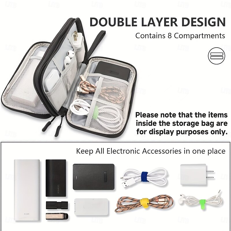 Electronics Organizer Travel Accessories Storage Bag, Cable Organizer Bag Portable for Cables Charger Adapter Hard Drives SD Cards3