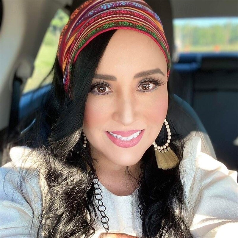 Boho Headbands for Women Girls Wide Hippie Hair Accessories Colorful Stripe Head Bands for Women's Hair Fashion Hairbands Turban Headwraps Non Slip4