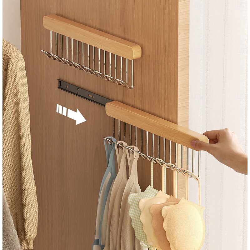 Retractable Wall-Mounted Coat Hook Rack for Home Use, Retractable Tool Organizer with 8/12 Hooks