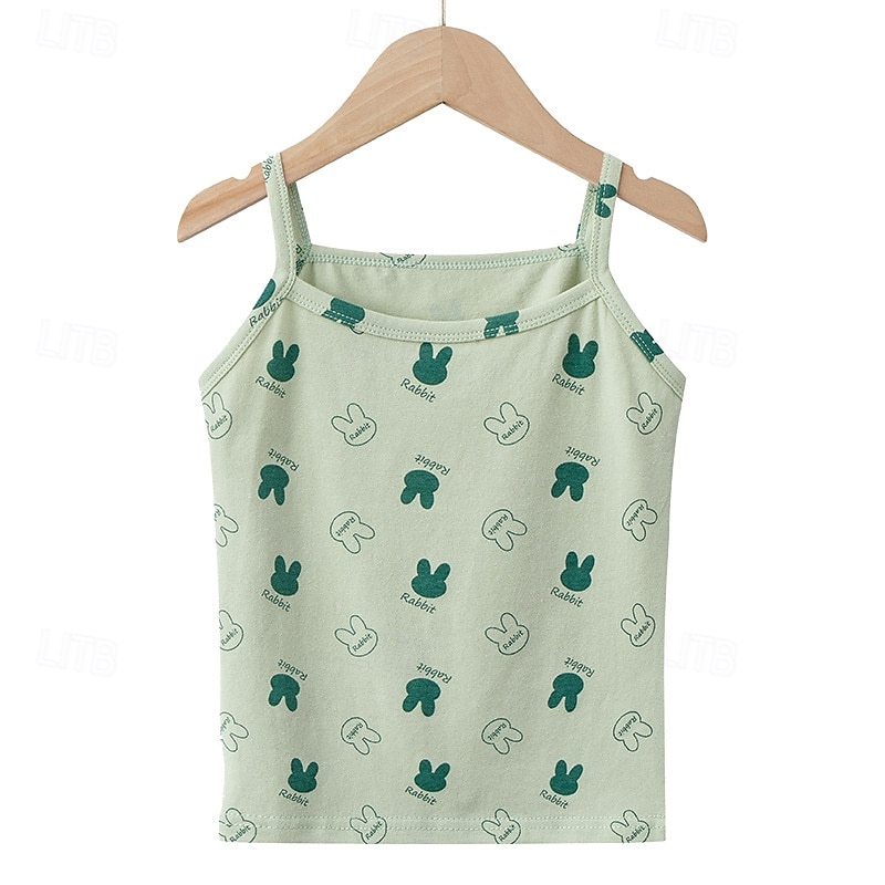 Kids Girls' Tank Cartoon Outdoor Sleeveless Streetwear 4-12 Years Summer White Pink Blue3