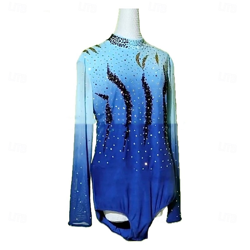 Men's Boys Ice Skating Tops High Elasticity Training Competition Skating Wear Classic Crystal / Rhinestone Long Sleeve Ice Skating Figure Skating2