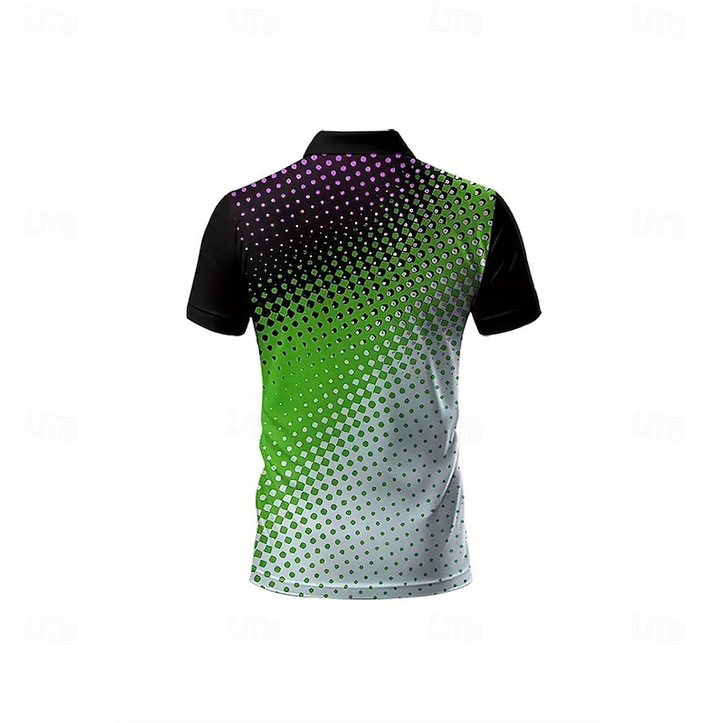 Men's Geometic Polo Short Sleeve Polo Shirts Collared Shirts Business Casual Outdoor Daily Wear 3D Print Summer Green2