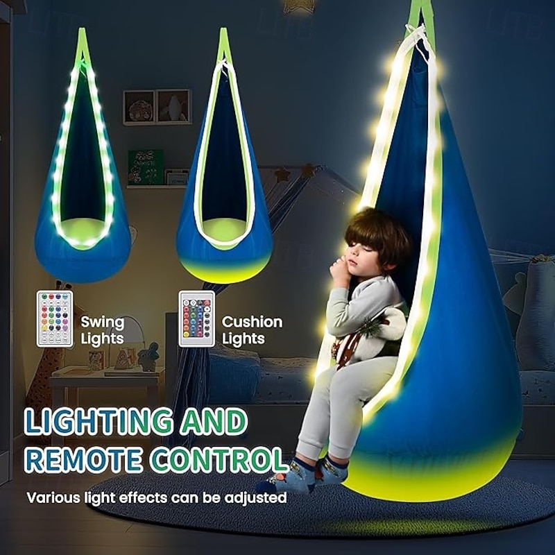 The swing with lights provides adjustable lighting effects making it perfect for indoor and outdoor use. Easy to install suitable for toys with autism3