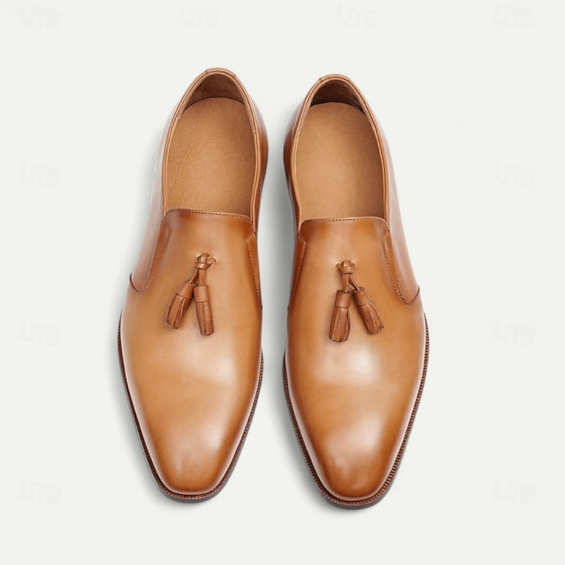 Men's Tan Leather Loafers with Tassel Detail – Stylish and Comfortable Footwear for Weddings, Office Meetings and Evening Events4