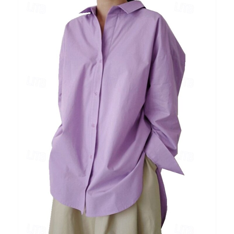 Women's Black White Pink Solid / Plain Color Buckle Party Date Elegant Party Modern Shirt Collar Loose Fit S4