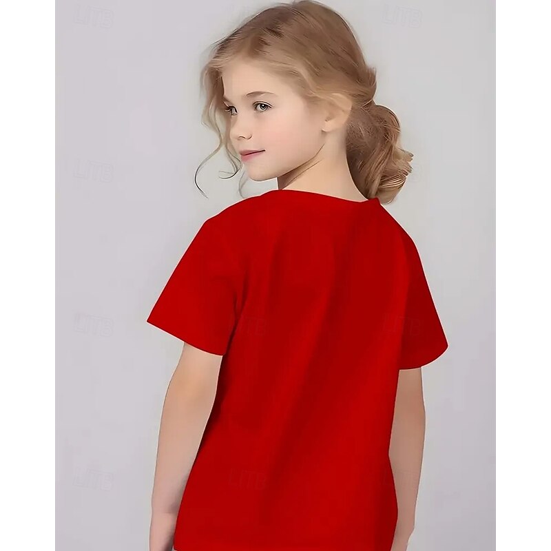 Girls' 3D Rainbow T shirt Tee Short Sleeve Summer Spring Fashion Basic Kids 4-12 Years Crew Neck Outdoor Casual Daily Regular Fit3