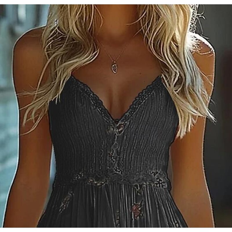 Women's Mini Dress Casual Dress Summer Dress Slip Dress Boho Dress Vintage Vacation Daily Going out Regular Fit Floral Sleeveless Straps Black White Summer4