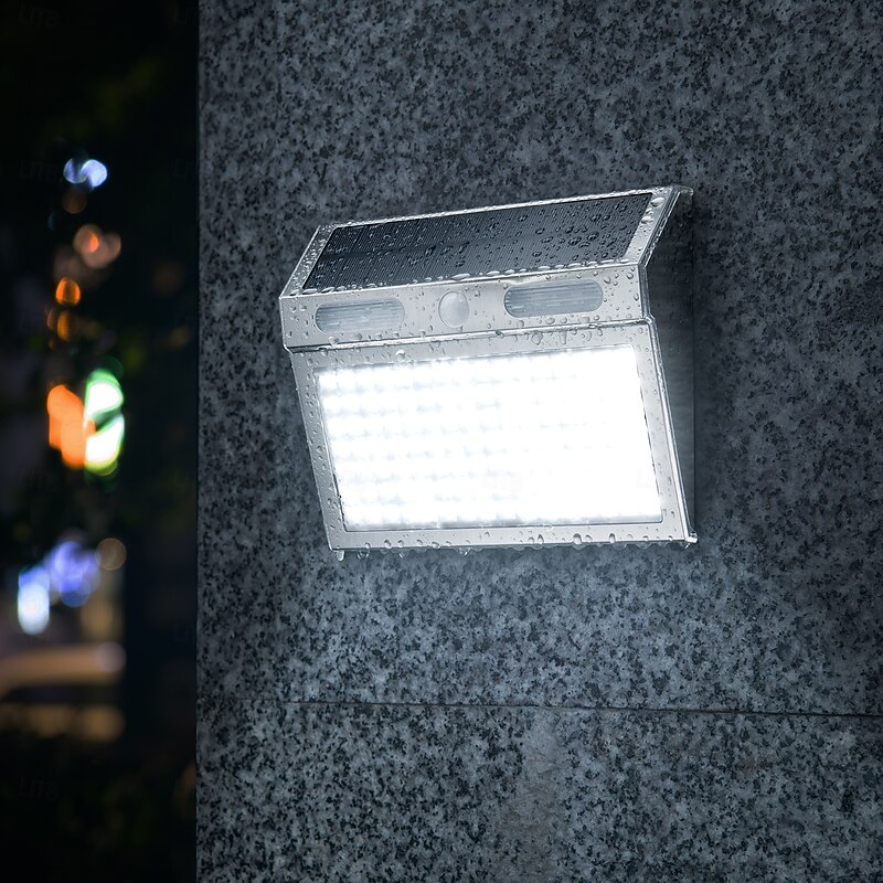 1 Pc Outdoor Solar Wall Lights Stainless Steel, 112 LED Beads, 4 Modes, IP65 Waterproof, High Brightness, Long Battery Life – Ideal for Villa Courtyard, Porch, Garage Lighting