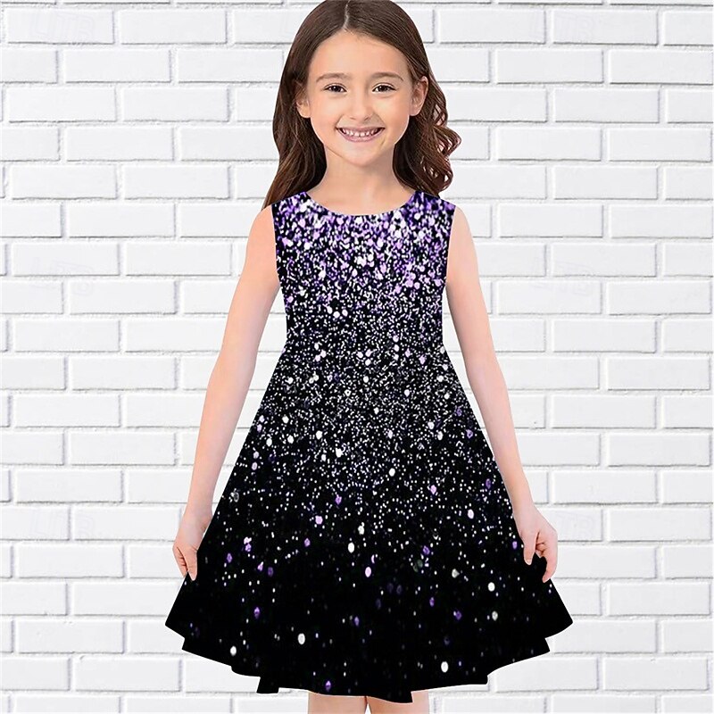 Girls' 3D Graphic Dress Sleeveless Summer Spring Vacation Daily Holiday Princess Beautiful Sweet Kids 4-12 Years Casual Dress A Line Dress Knee-length Regular Fit2