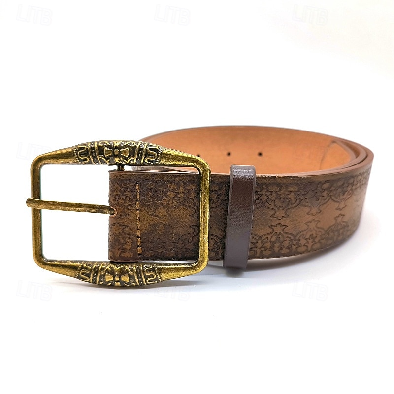 Men's Belt Waist Belt Brown Alloy Durable Adjustable Floral Outdoor Daily4