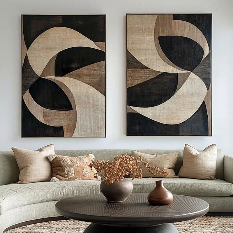 Brown and Grey oil painting handmade Wall Art Set of 2 Abstract Painting on Canvas hand painted Texture mordern painting Wall Art Modern Abstract painting Wall Art Wal Decor