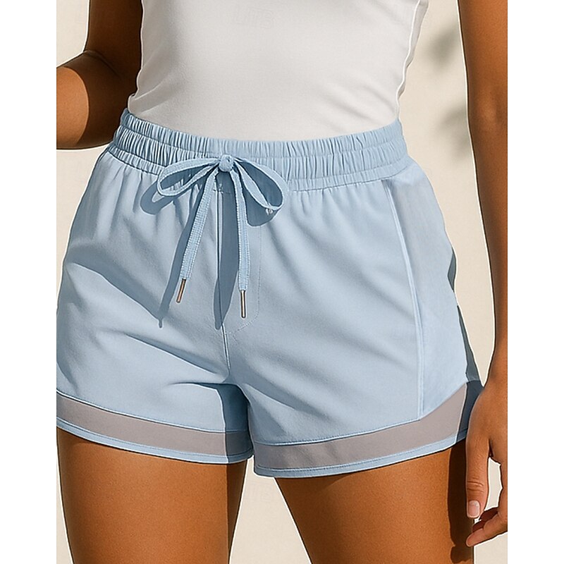 Women's Solid Colored Running Shorts Sports Shorts Drawstring Pocket 2 in 1 Quick Dry Breathable Tennis Pickleball Yoga Bottoms Black Sky Blue Khaki Tennis Clothing2