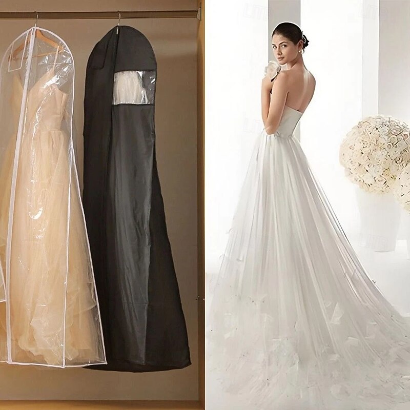 Wedding Dress Garment Bag, Foldable Hanging Dress Bags for Gowns and Coats, Thick Dustproof Suit Cover for Bridal Dress, Travel Storage Organizer with Handle