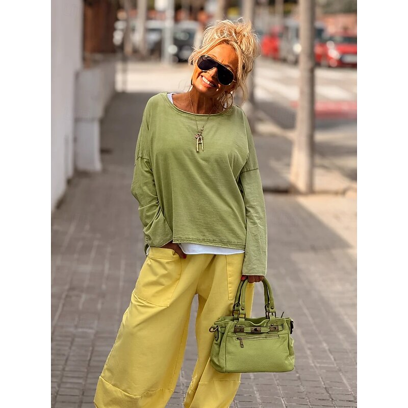 Women's Pants Trousers Casual Full Length Natural Solid Colored Micro-elastic Daily Wear Grey Yellow Pink Summer2