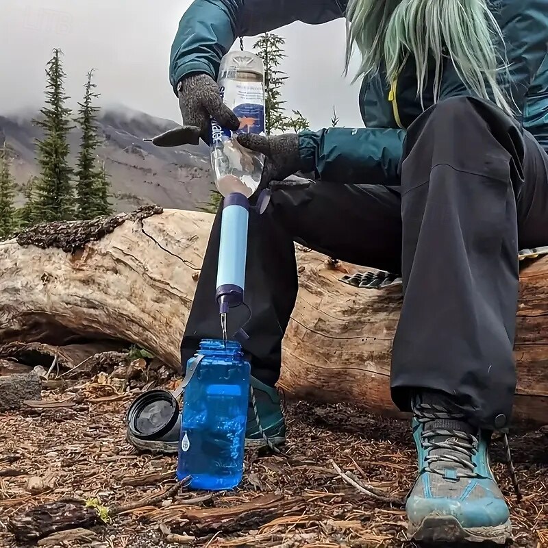 Outdoor Water Filter Personal Water Filter Straw Emergency Survival Gear Water Purifier Suitable for Camping Hiking Mountaineering Backpacking4