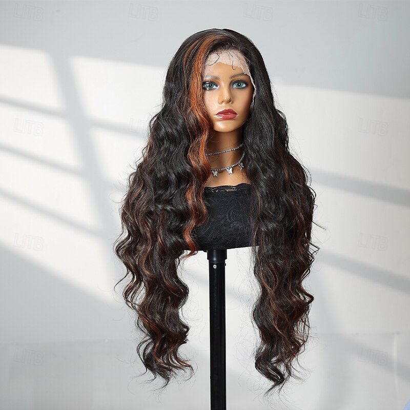 Synthetic Lace Wig Body Wave Style 30 inch Multi-color Middle Part 13x4 Lace Front Wig Women's Wig A12