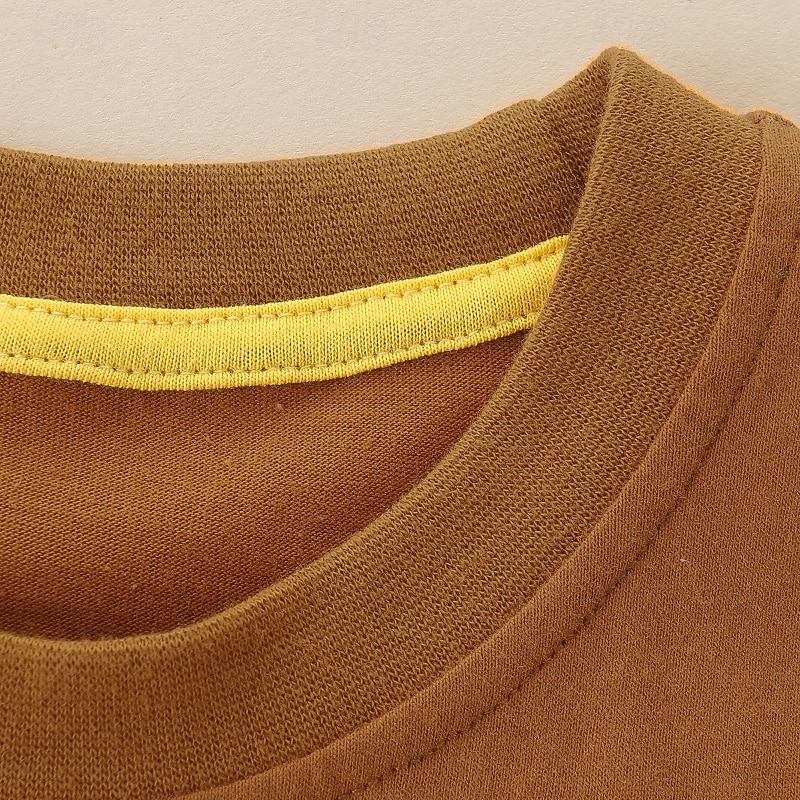 Kids Boys T shirt Tee Cartoon Short Sleeve Crewneck Children Top Outdoor Basic Summer Brown 4 years+3