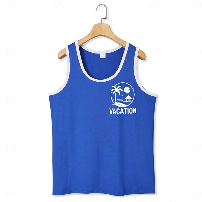 Men's Tank Top Vest Undershirt Sleeveless Shirt Sleeveless U Neck Scoop Neck Summer Solid Color Plain Fashion Sporty Classic Color Block Street Casual Sports Black White Red Top Tee for Men2