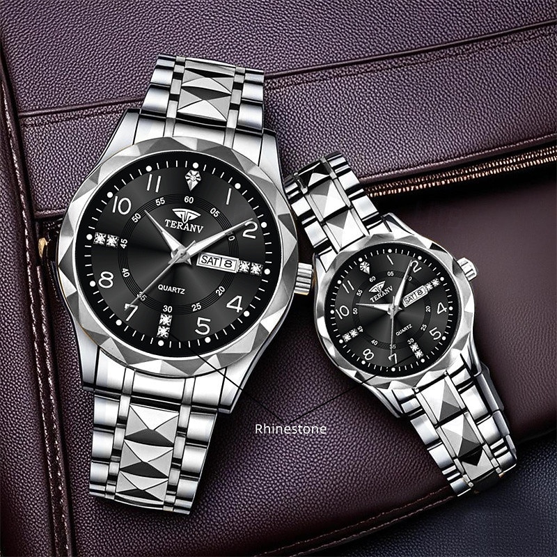 Stylish Couple's Digital Watch Set – IPX7 Waterproof, Luminous Dual Calendar Display (Monday–Sunday), Full Strap Design, Ideal Gift for Dating & Special Occasions4