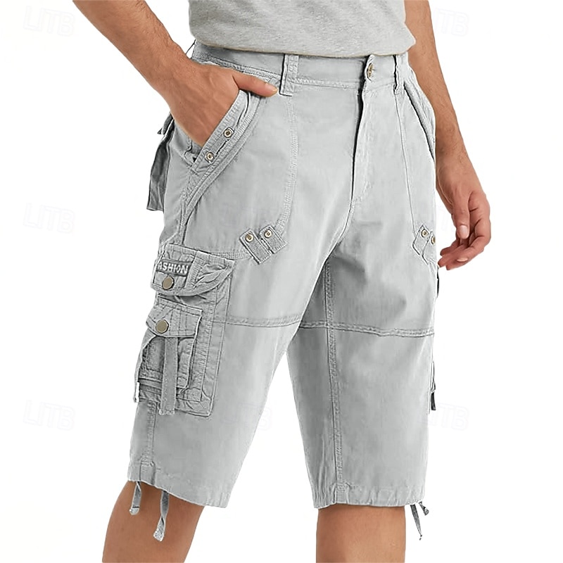 Men's Capri Cargo Shorts Outdoor Shorts Casual Shorts Hiking Shorts Baggy Shorts Multi Pocket 8 Pocket Plain Wearable Moisture Wicking Calf-Length Outdoor Casual Daily Fashion Streetwear Black Wine3
